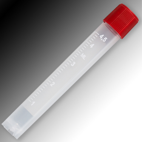 Globe Scientific Sample Tube, 5mL, External Threads, PP, White Graduations & Marking Area, Round Bottom, Self-Standing Image
